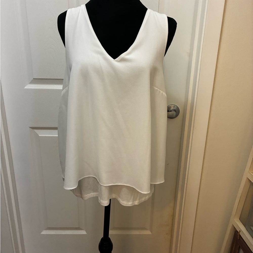 Bar III White V-Neck Tank Top